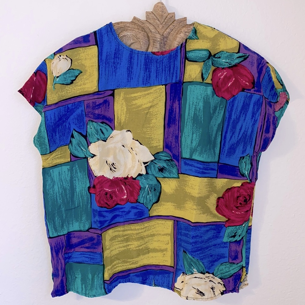 VINTAGE 90s cropped floral blouse